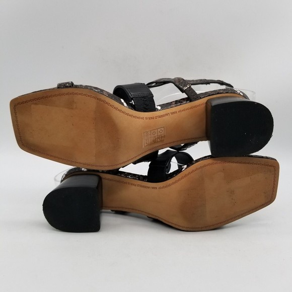Karl Lagerfeld Womens Brown Black Snake Print Slingback Block Heel Sandal  6.5 M - Picture 5 of 7